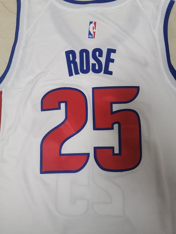 Баскетбольная Джерси Nike X NBA Detroit Pistons 19-20 №25 Derrick Rose "White" фото № 3
