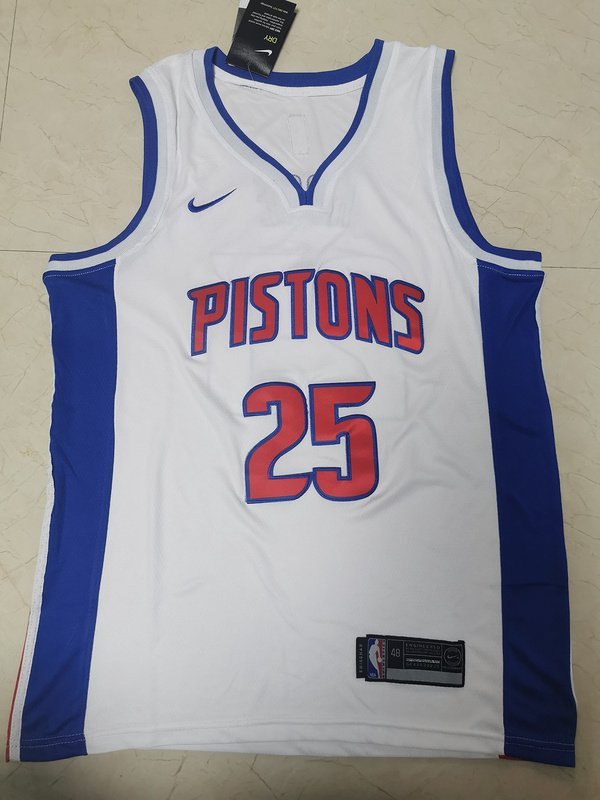 Баскетбольная Джерси Nike X NBA Detroit Pistons 19-20 №25 Derrick Rose "White" фото № 7