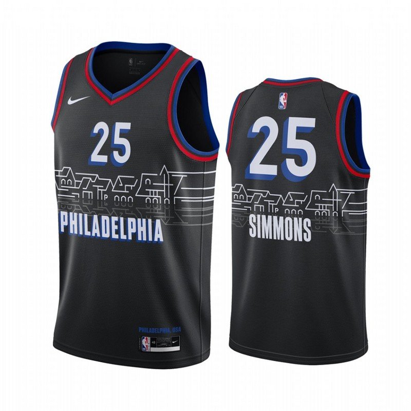 Баскетбольная Джерси Nike Philadelphia 76ers 21 №25 Ben Simmons "Black" фото № 2