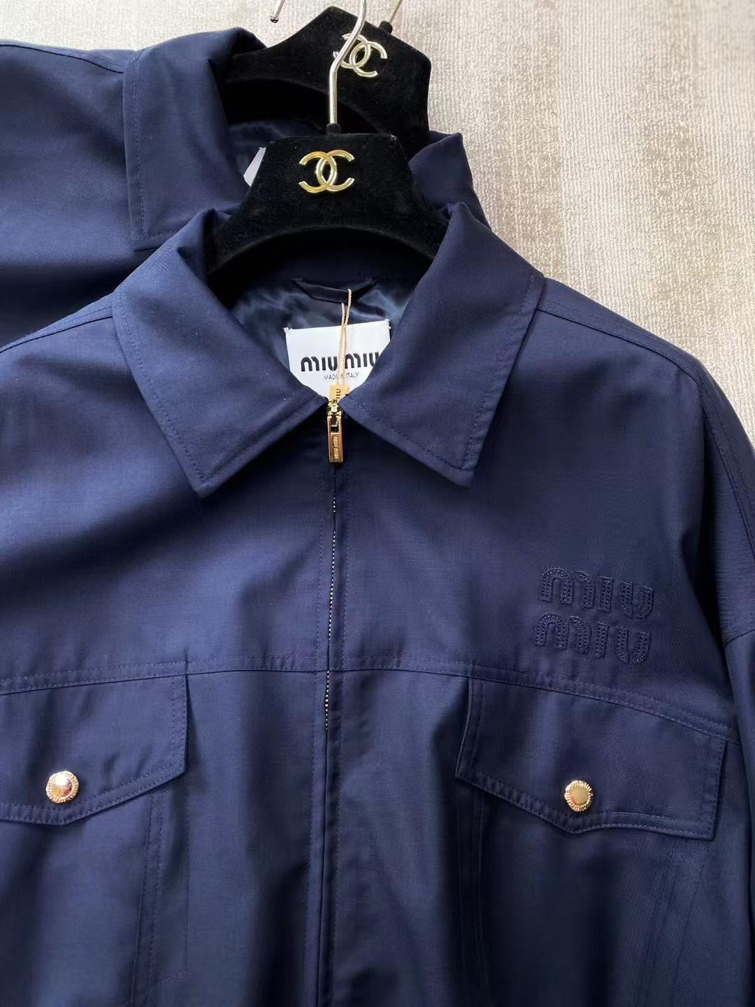 Куртка-бомбер Miu Miu Frontside Dark Blue Miu Miu Logotype "Blue" фото № 6