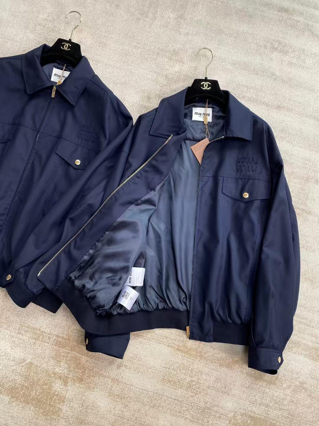 Куртка-бомбер Miu Miu Frontside Dark Blue Miu Miu Logotype "Blue" фото № 5