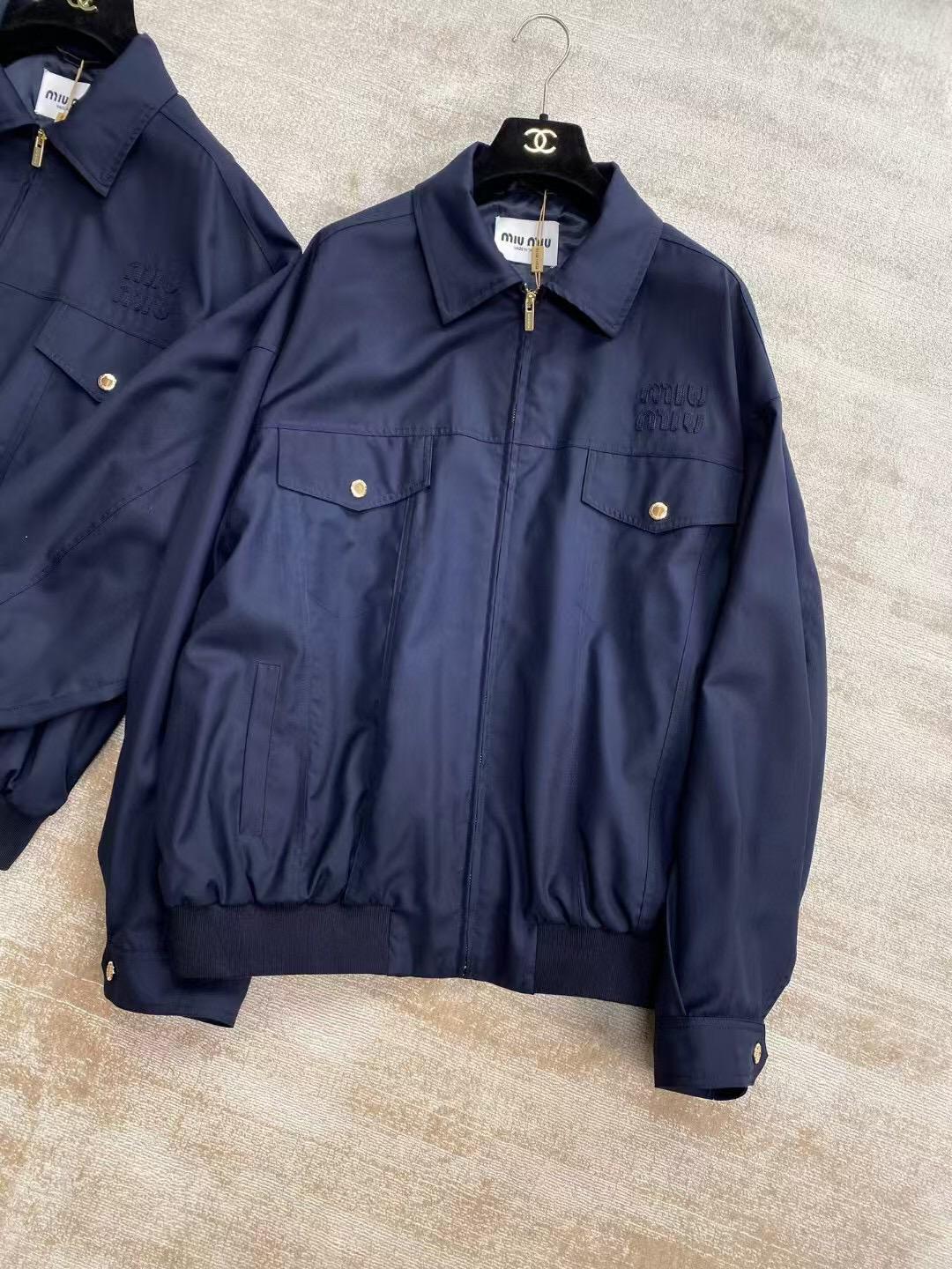 Куртка-бомбер Miu Miu Frontside Dark Blue Miu Miu Logotype "Blue" фото № 4