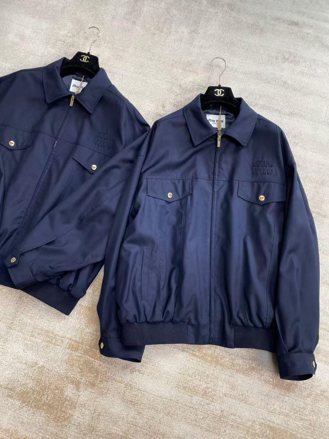 Куртка-бомбер Miu Miu Frontside Dark Blue Miu Miu Logotype "Blue" фото № 3