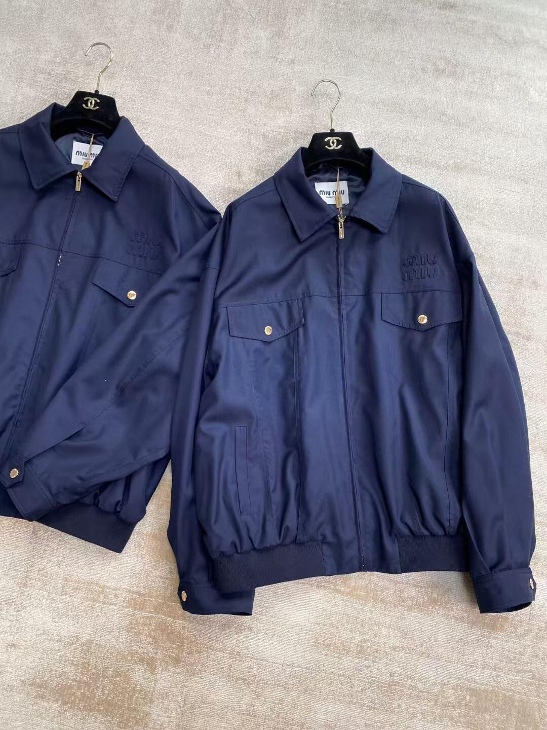 Куртка-бомбер Miu Miu Frontside Dark Blue Miu Miu Logotype "Blue" фото № 2