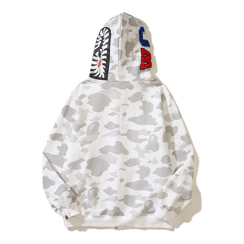 Худи A Bathing Ape Pocket Camouflage Shark On Hood Zip "White" фото № 2