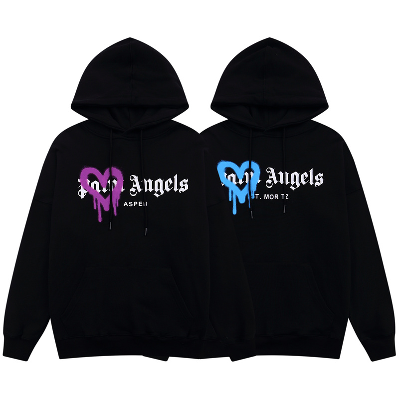 Худи Palm Angels Heart Paints "Black/Blue" фото № 2