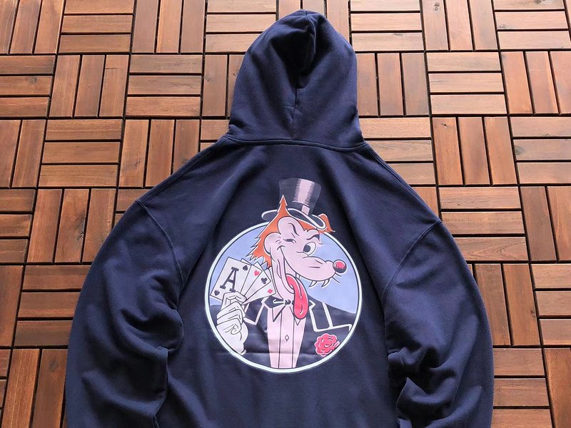 Футболка Stussy Wolf In Suit With Playing Cards "Blue" фото № 2