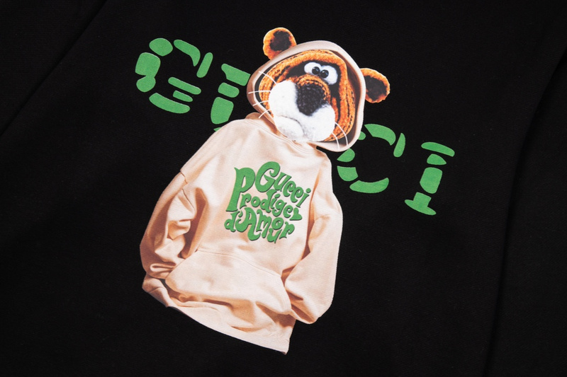 Лонгслив Gucci Tiger In A Hoodie "Black" фото № 5