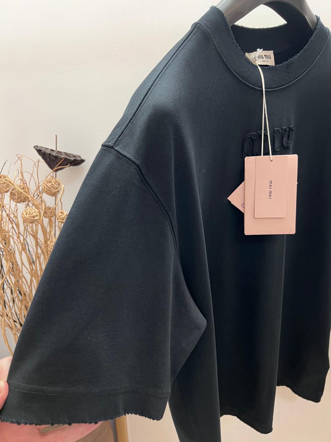 Футболка Miu Miu Clear Frontside Logo MIU MIU "Black" фото № 3