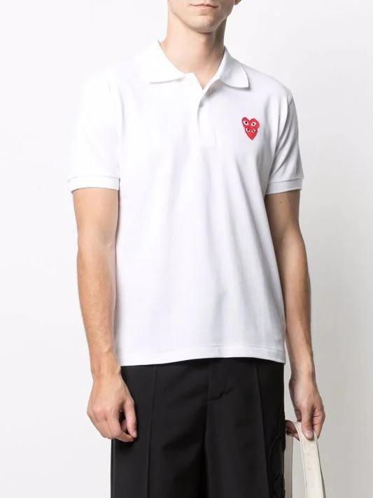 Поло Comme des Garcons Play Double Red Heart "White" фото № 2
