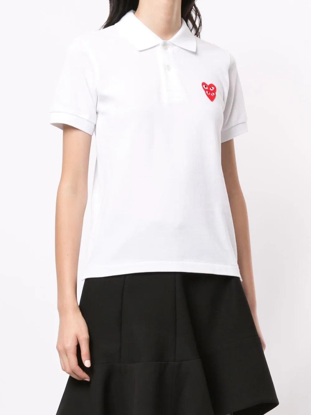 Поло Comme des Garcons Play Double Red Heart "White" фото № 4