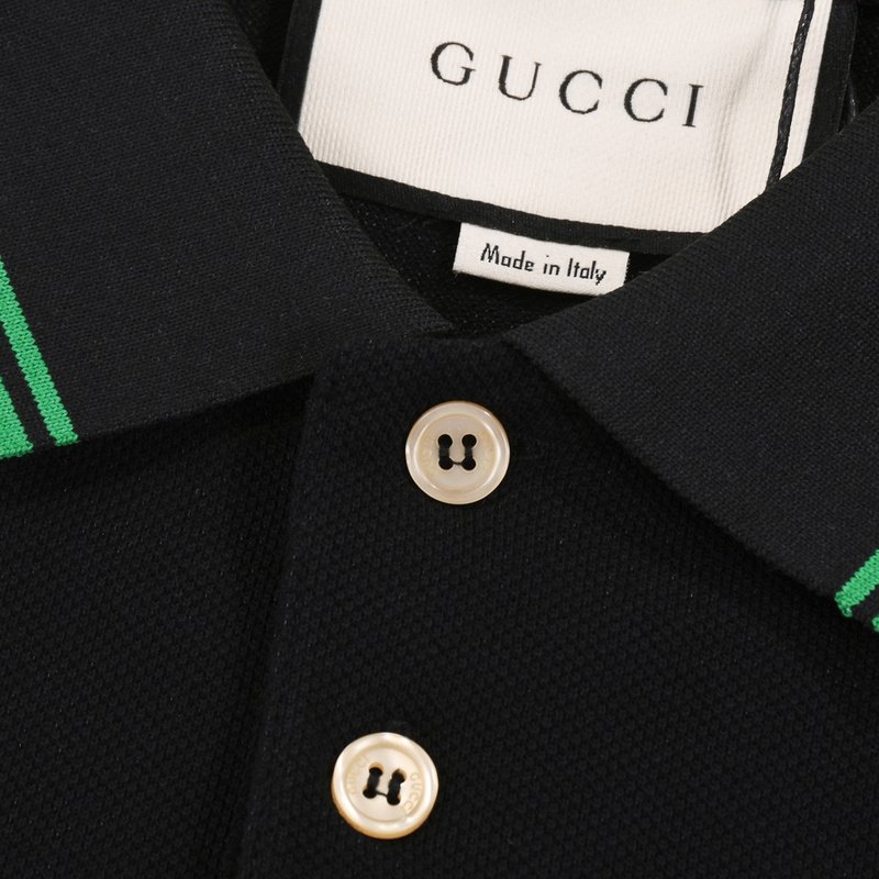 Поло Gucci With Green Stripes "Black" фото № 5
