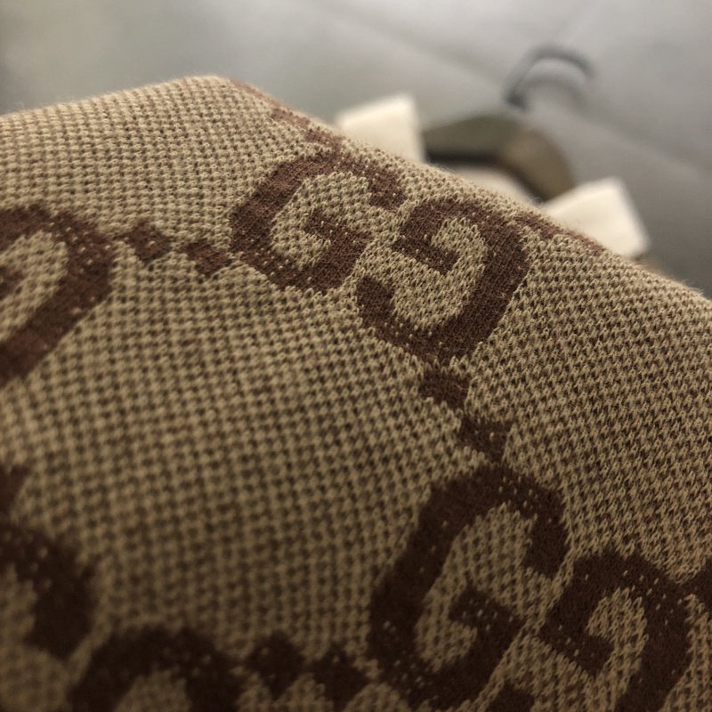 Поло Gucci Logo Print - Cotton "Brown/Cream" фото № 6