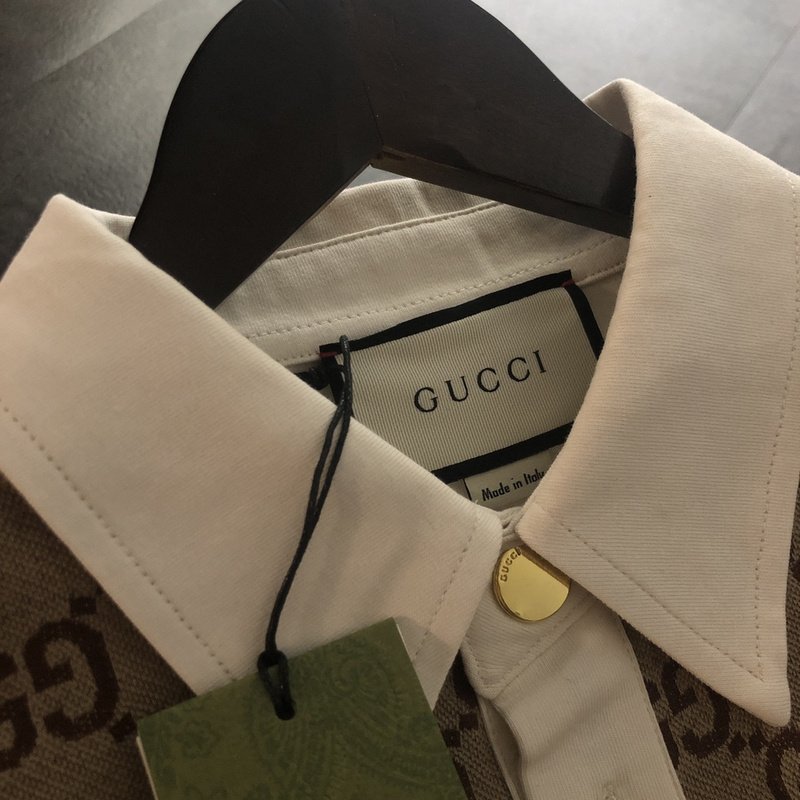 Поло Gucci Logo Print - Cotton "Brown/Cream" фото № 8