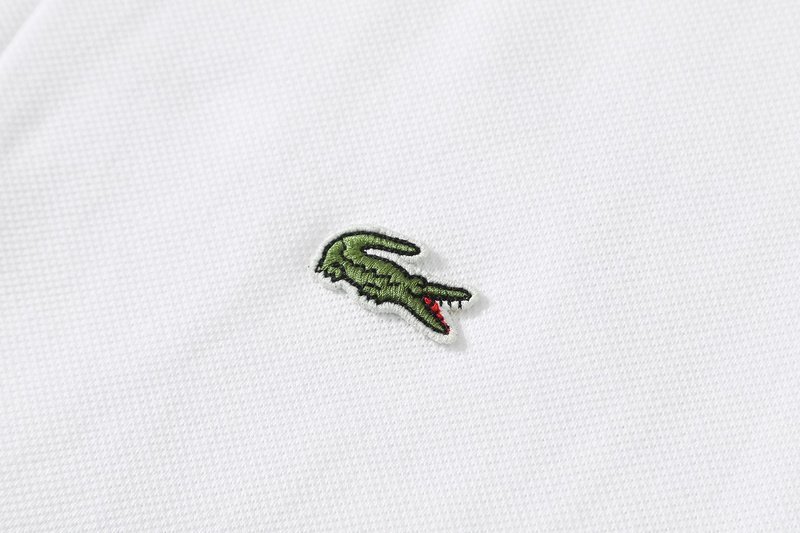 Поло Lacoste Cotton With Crocodile Logo "White" фото № 5