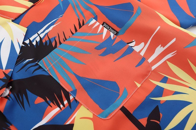 Рубашка Palm Angels Summer Style With Pocket "Orange/Blue" фото № 7