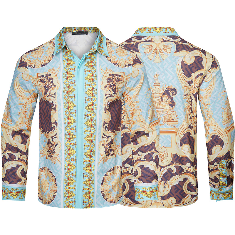 Рубашка Versace Royal Style "Blue/Brown" фото № 7