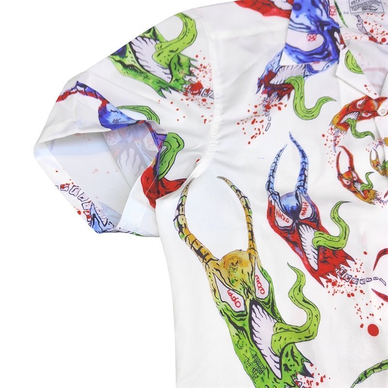 Рубашка Wacko Maria X Neck Face Dance Of The Demons "White" фото № 7