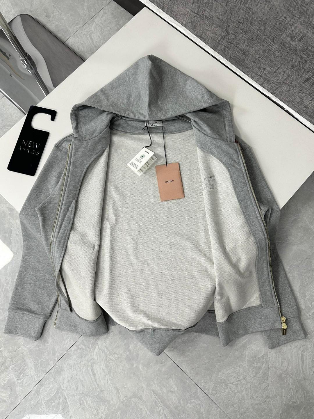 Худи Miu Miu Striped Logotype Miu Miu "Gray" фото № 2