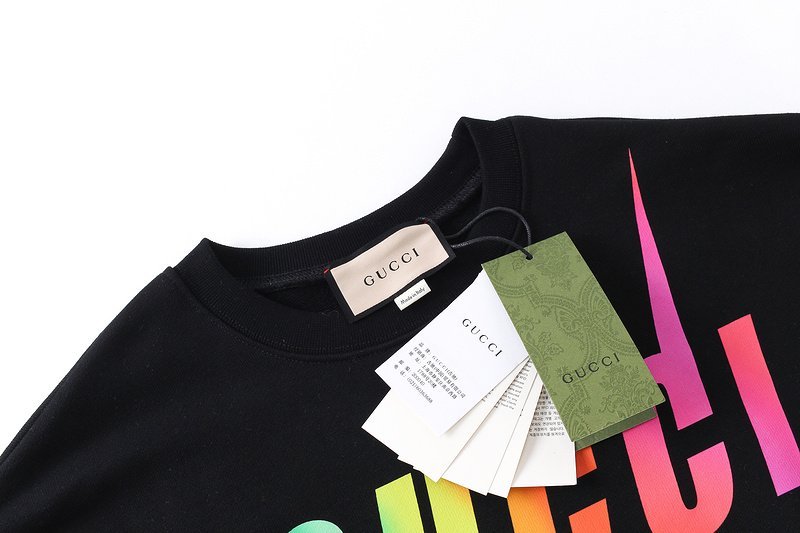 Свитшот Gucci Gradient Lightning Letter Logo Round Neck "Black" фото № 2
