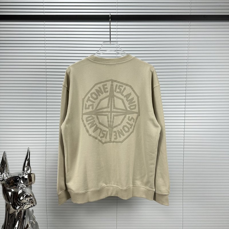 Свитшот Stone Island With Text Logo And Emblem — Single Color "Beige" фото № 6