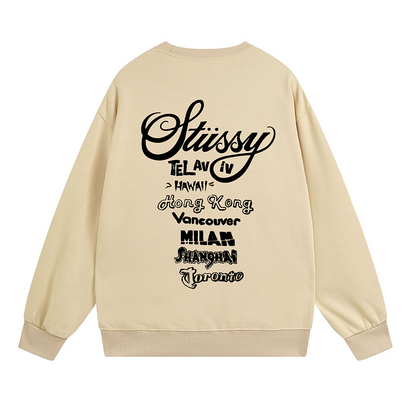 Свитшот Stussy Print List Of Cities "Beige" фото № 2