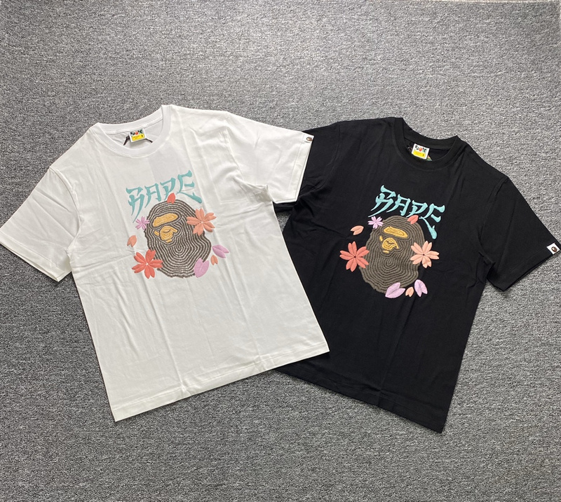 Футболка A Bathing Ape Monkey In Flowers "White" фото № 2