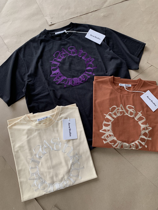 Футболка Acne Studios Base Color With Logo "Brown" фото № 3
