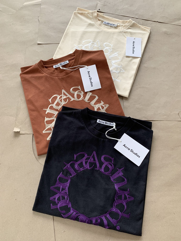 Футболка Acne Studios Base Color With Logo "Brown" фото № 4