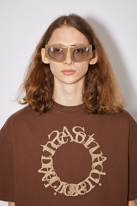 Футболка Acne Studios Base Color With Logo "Brown" фото № 6