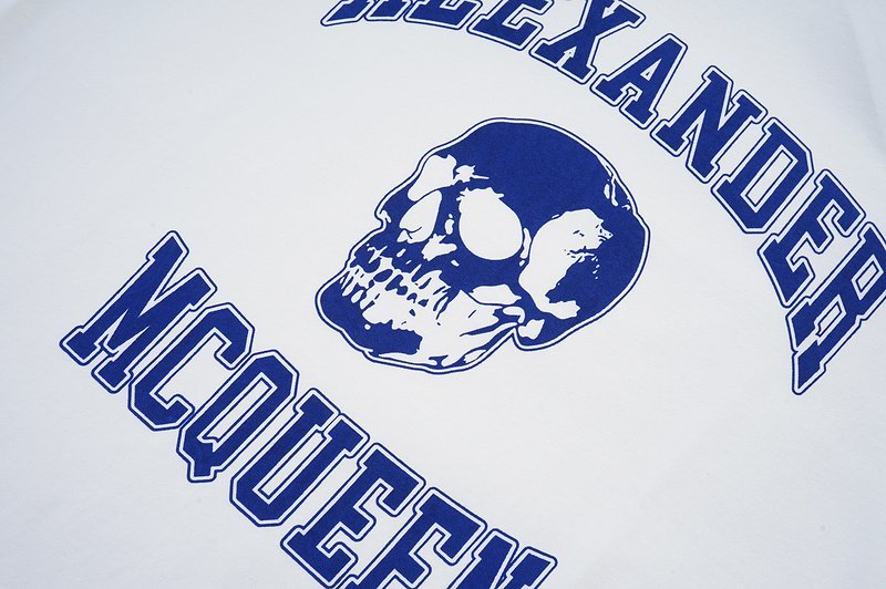 Футболка Alexander Mcqueen Skull With Logo Inscription Front "White" фото № 3