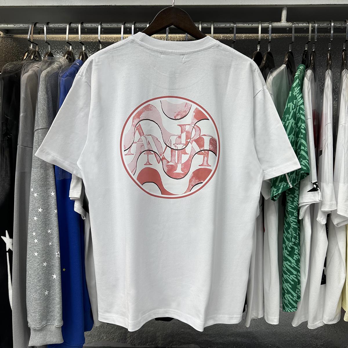 Футболка Amiri Pink Circle And Logo "White" фото № 3