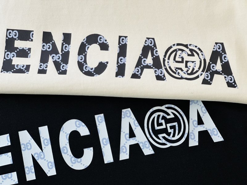 Футболка Balenciaga X Gucci With Plain Logo Print "Cream" фото № 3