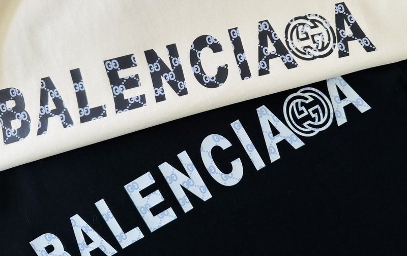 Футболка Balenciaga X Gucci With Plain Logo Print "Cream" фото № 5