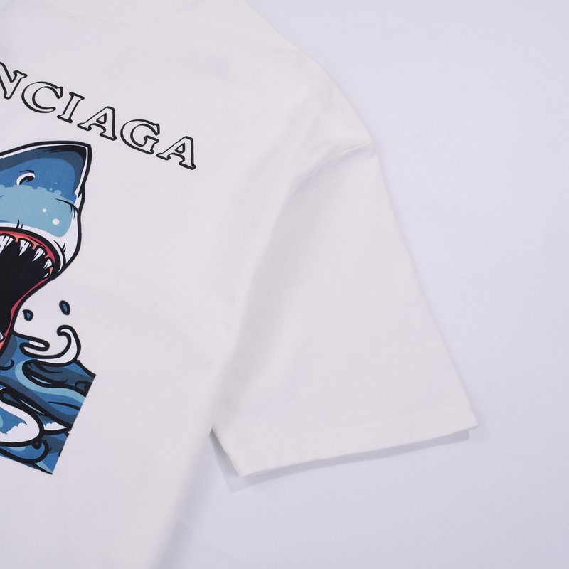 Футболка Balenciaga With The Image Of Shark "White" фото № 3