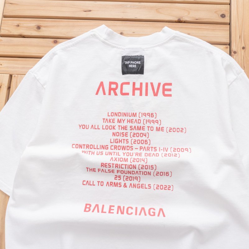 Футболка Balenciaga Front Inscription Archive "White" фото № 7