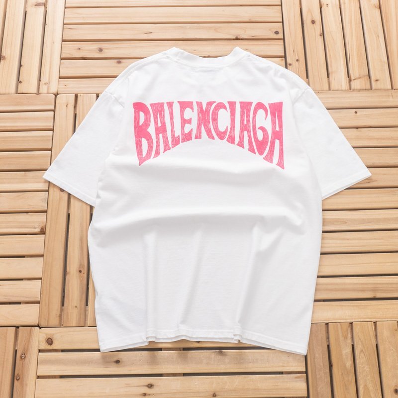 Футболка Balenciaga Curved Back Logo "White" фото № 2