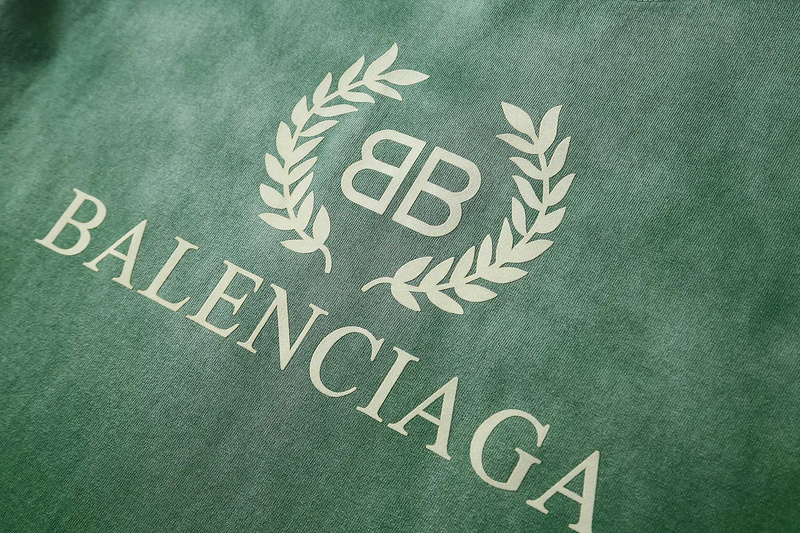 Футболка Balenciaga Laurel Wreath and Logo "Green" фото № 9