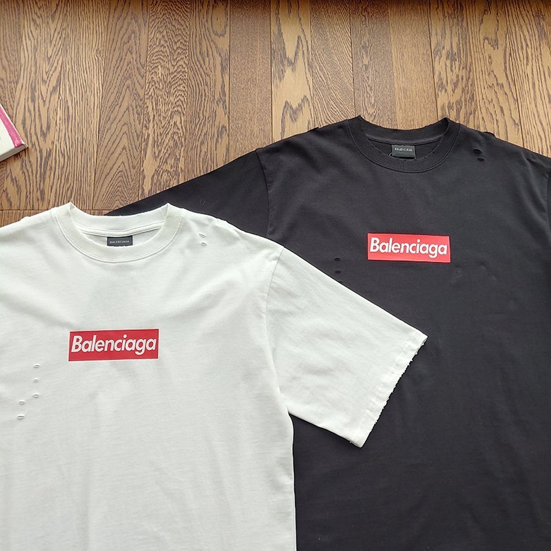 Футболка Balenciaga X Supreme With Holes "Black" фото № 5