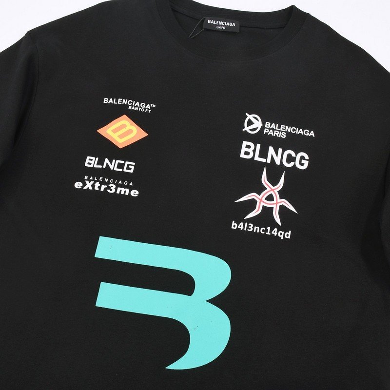 Футболка Balenciaga With Different Logos - Print "Black" фото № 5