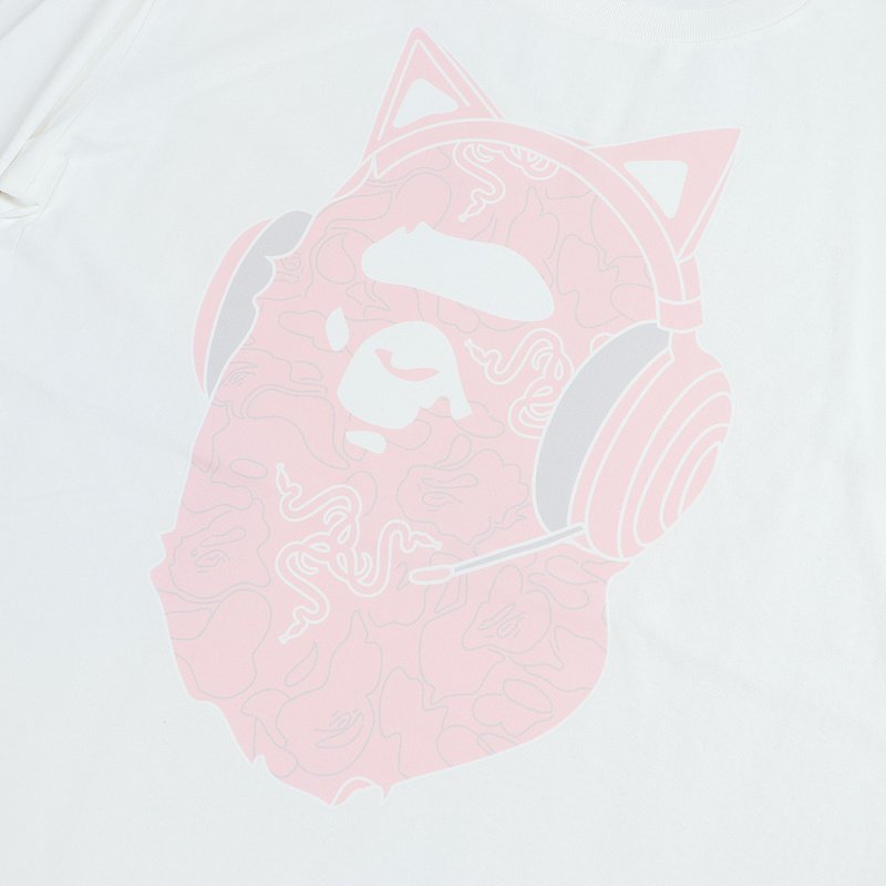Футболка Bape Ape With Cat Ears Print "White" фото № 3