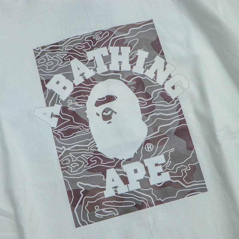 Футболка Bape Lines Inside Rectangle Front "White" фото № 3