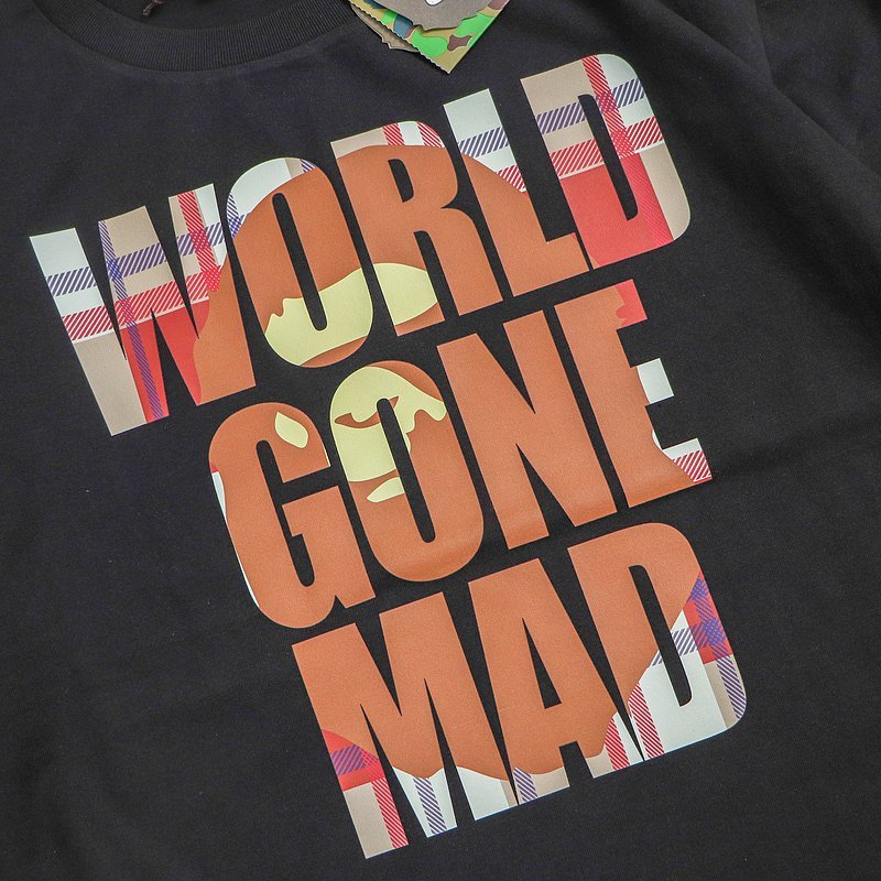 Футболка Bape Big Front Inscription World Gone Mad "Black" фото № 3