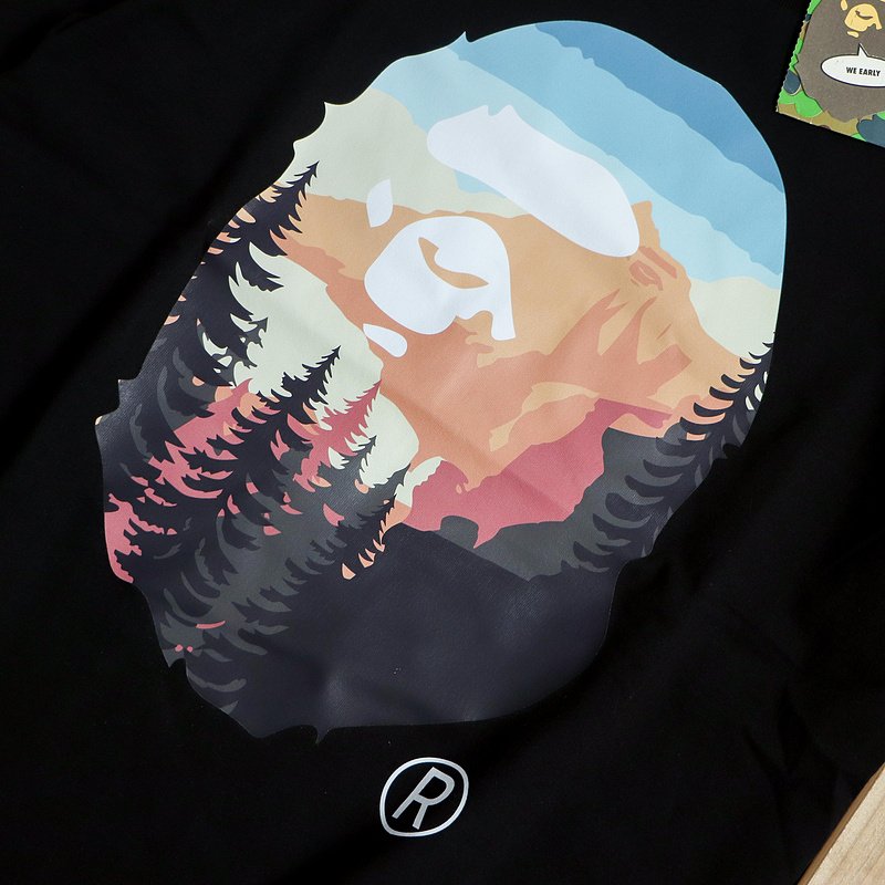 Футболка Bape Logo With Spruce Background "Black" фото № 3