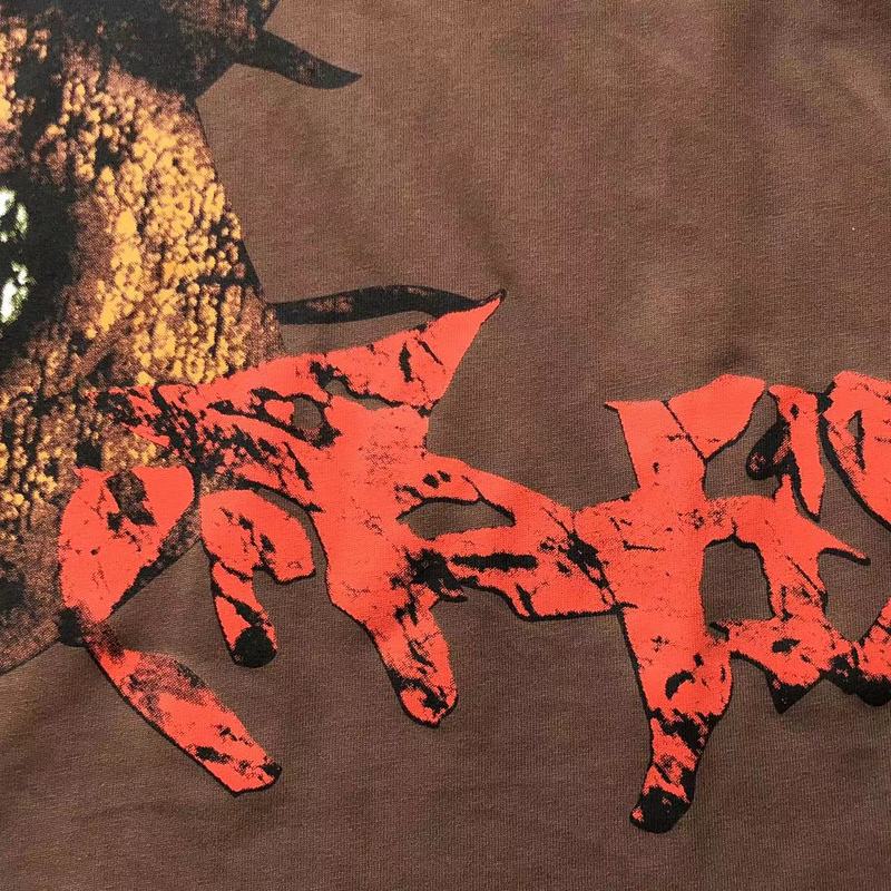 Футболка Cactus Jack Merch Sleeve Decorated By Circle With Inscription "Brown" фото № 8