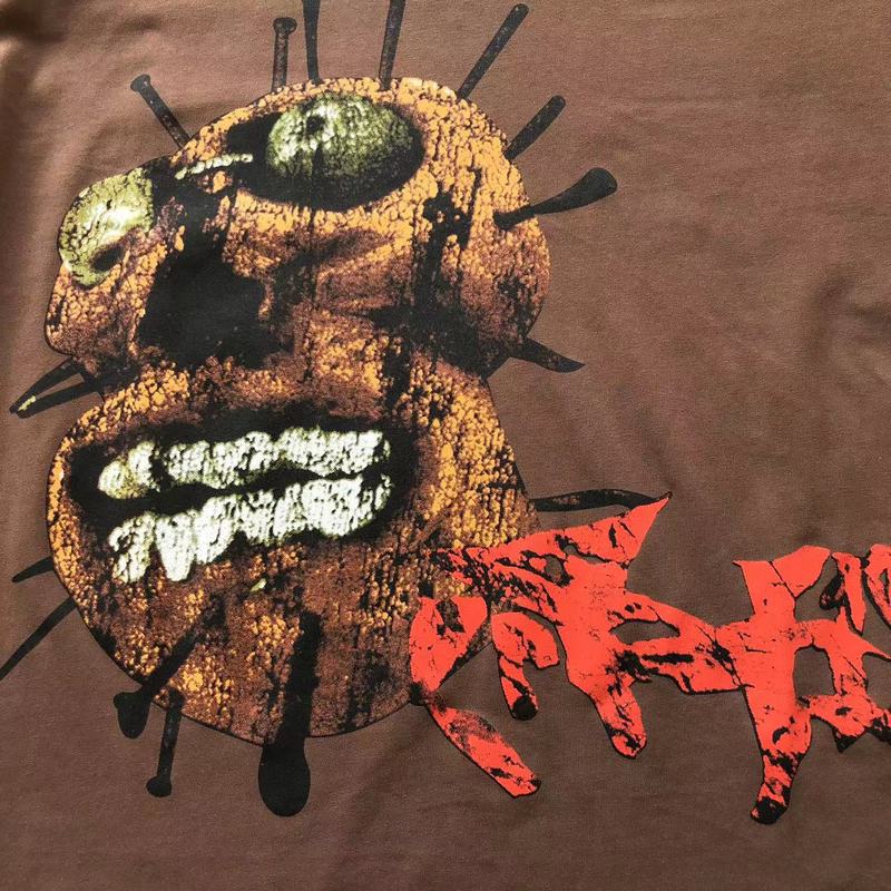 Футболка Cactus Jack Merch Sleeve Decorated By Circle With Inscription "Brown" фото № 4