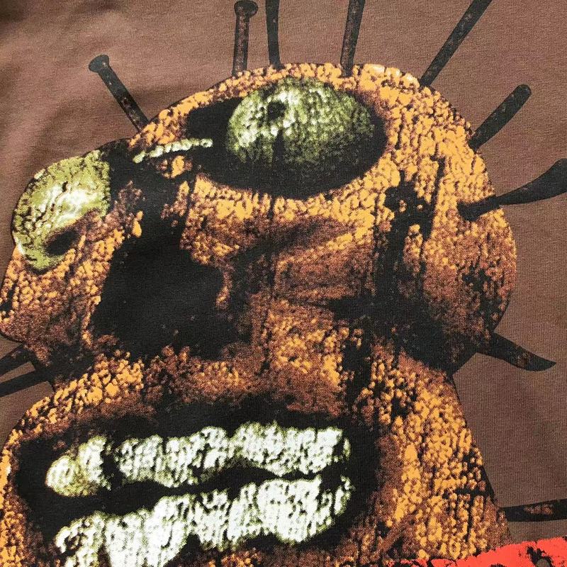 Футболка Cactus Jack Merch Sleeve Decorated By Circle With Inscription "Brown" фото № 7