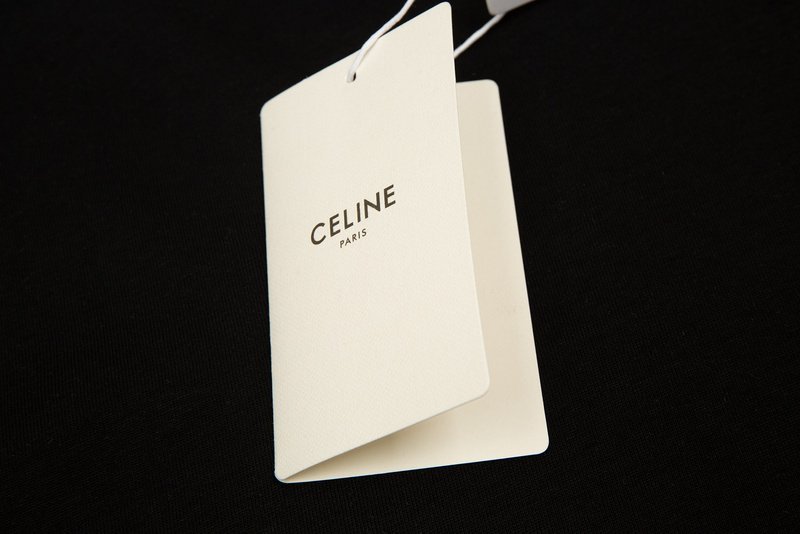 Футболка Celine With White Logo Brand "Black" фото № 3