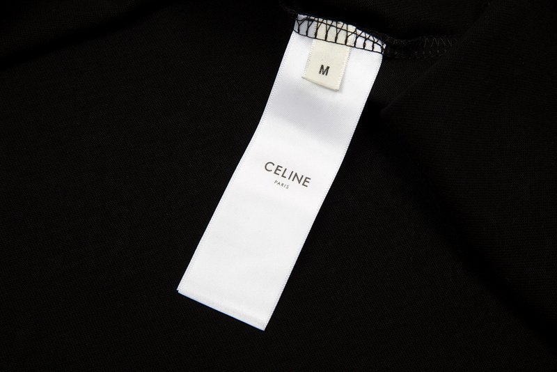 Футболка Celine With White Logo Brand "Black" фото № 4
