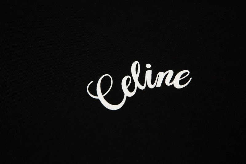 Футболка Celine With White Logo Brand "Black" фото № 7
